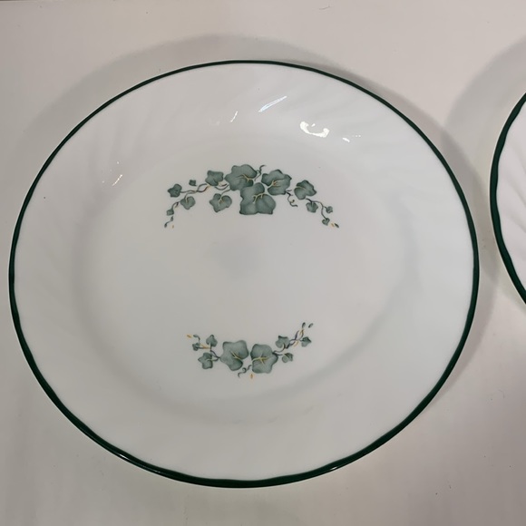 Corelle Callaway Salad Dessert Bread Plates White Swirl Green Ivy set 4 - Picture 5 of 11